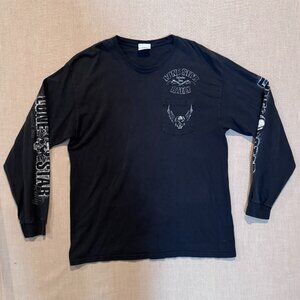 Vintage 2011 Lone Star Rally Galveston TX Long Sleeve Biker T-Shirt Skull Wings